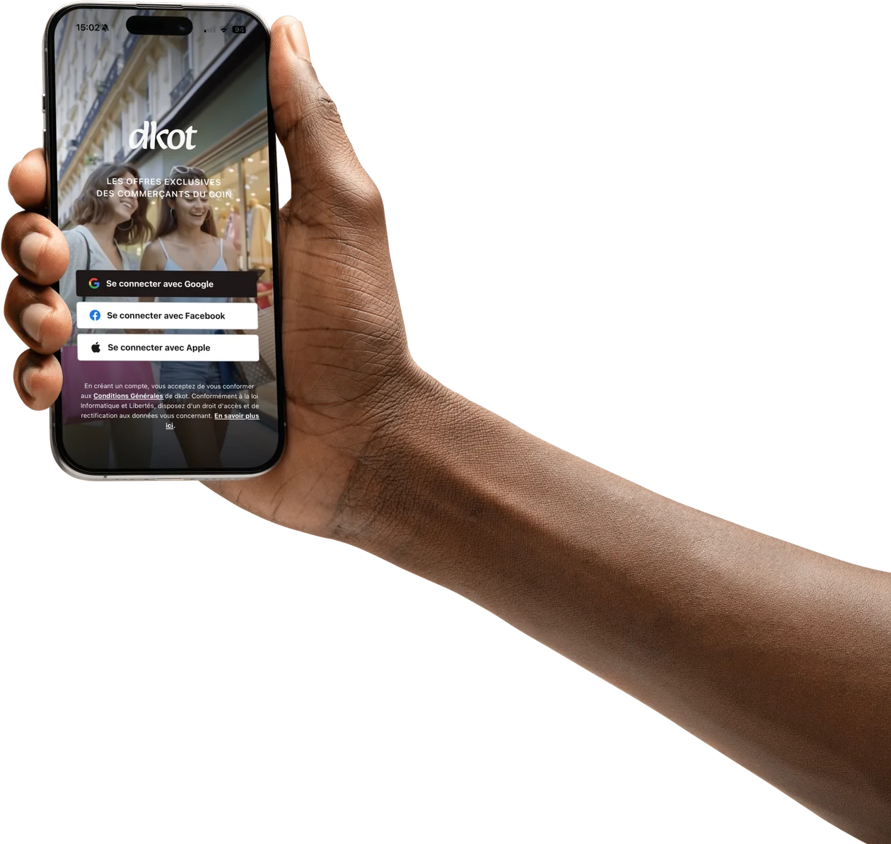 L'écran de connexion de l'application dkot