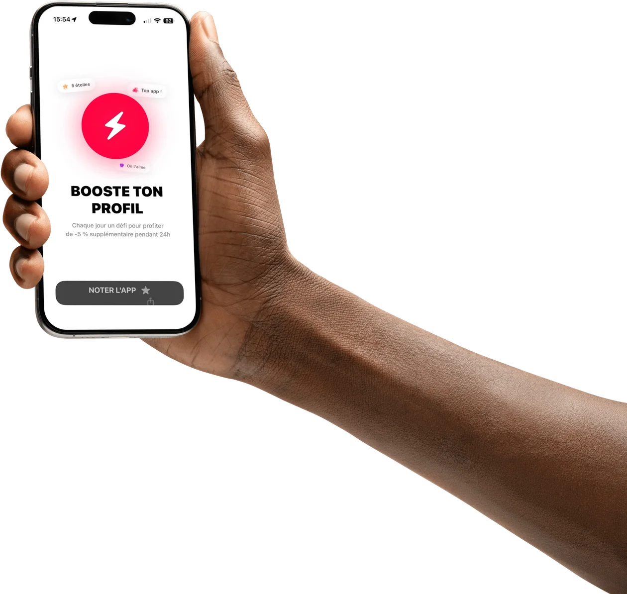 L'écran Booste ton profil de l'application dkot